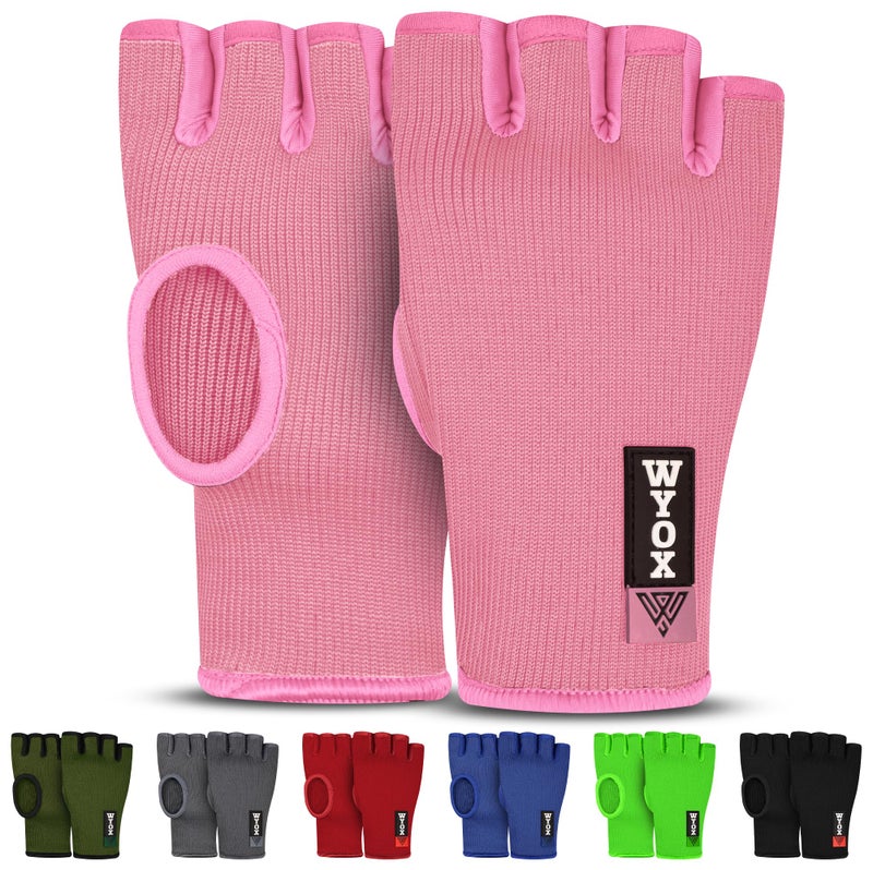 WYOX Boxing Hand Wraps Inner Gloves Men Women, Half Finger Under Mitts with Elasticated Bandages for Fist Protection, Ideal for Muay Thai, Kickboxing, MMA, and Martial Arts, Perfect for Training - Image 1